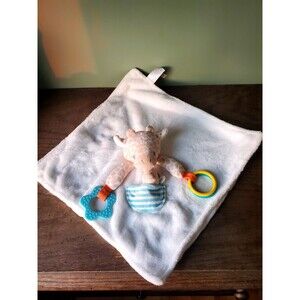 Carters Giraffe Lovey Mother w/ Baby Security Blanket w/ Teether Rings White